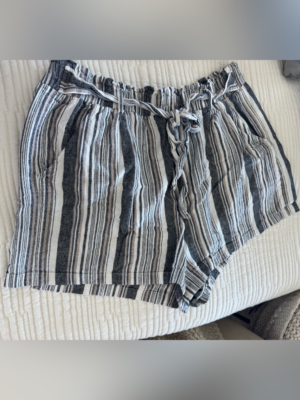 Knox Rose Black and White Striped Drawstring Shorts